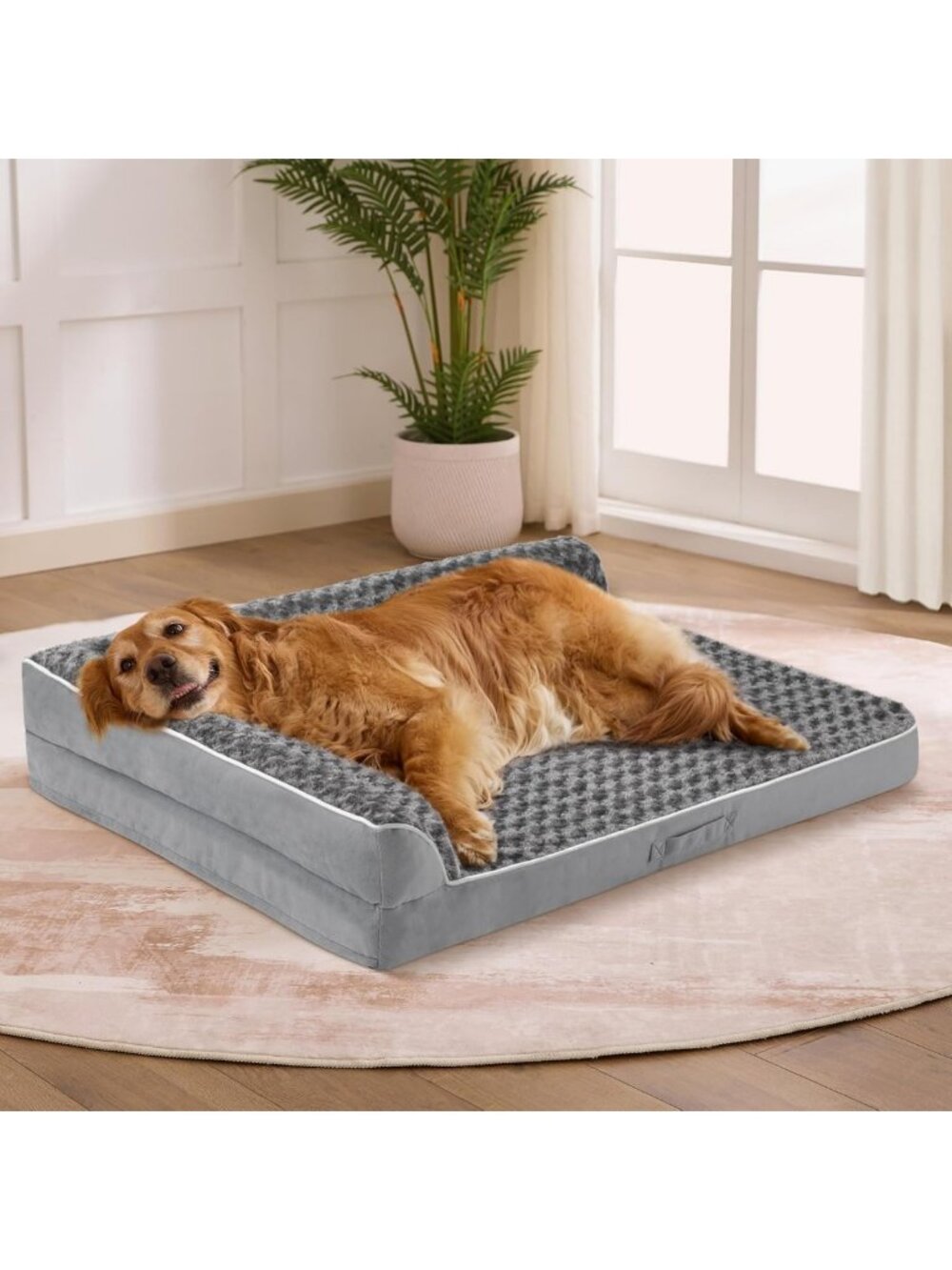 Extra Large Orthopedic Dog Bed for Large Breeds, 42x30x7.5, Comfortable Grey